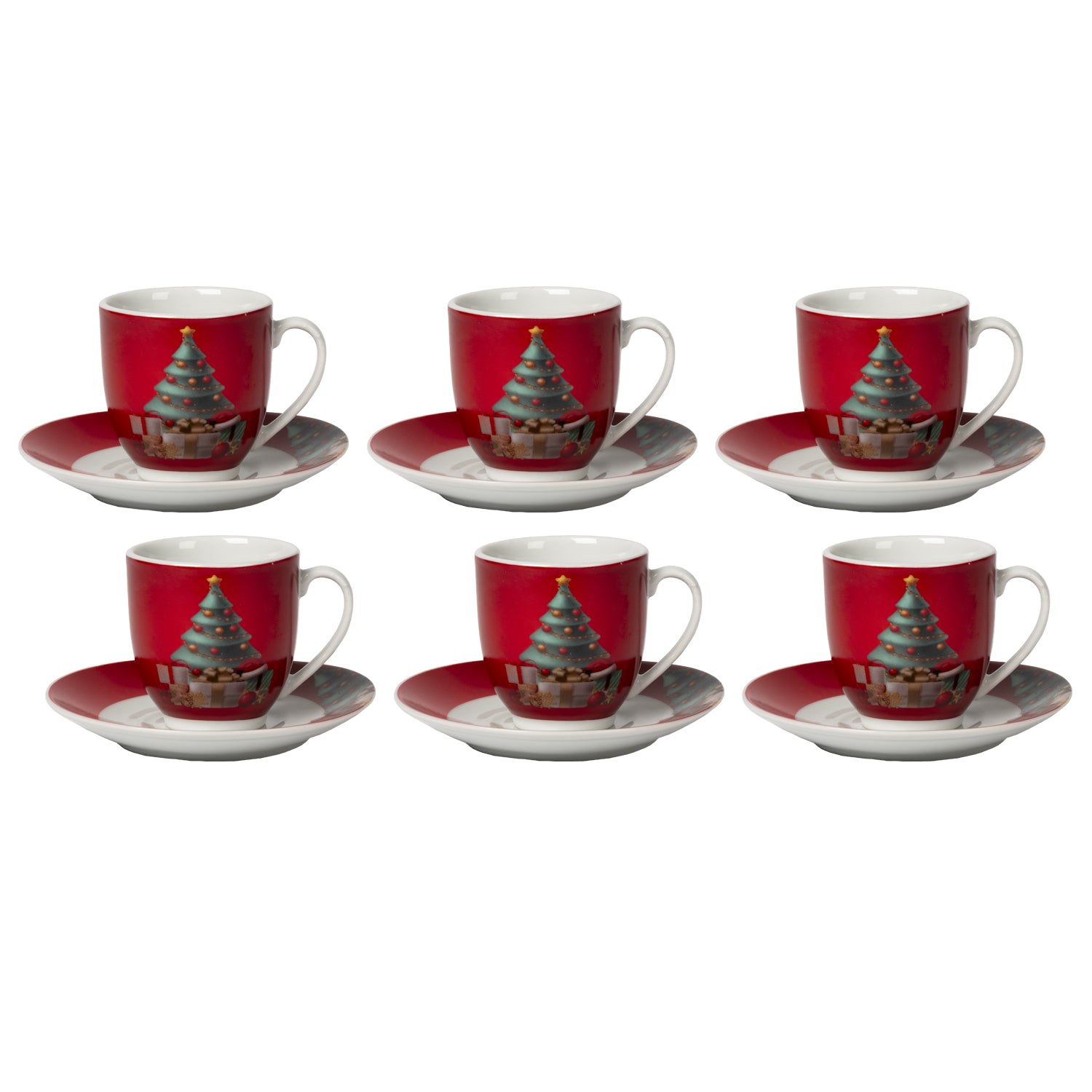 VESTIAMO CASA GRAN NATALE - Servizio da caffè 12 Pezzi in Porcellana Merry Gift